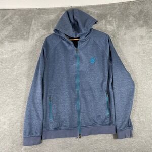 Peter Millar Sand Valley Logo Hoodie Mens Large Blue Full Zip Golf